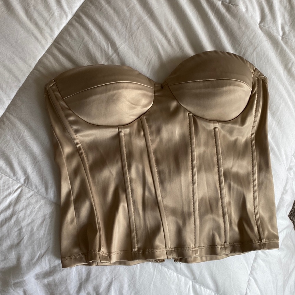 Champagne satin corset top